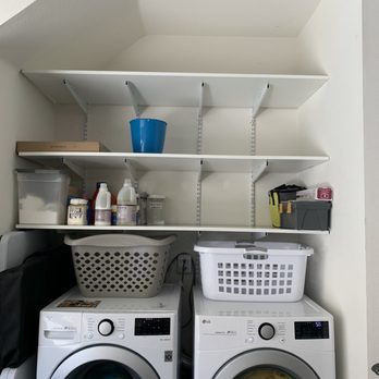 Timur Fayzullin - Shelving installed above washer & dryer - Handyman Near Me Timur Fayzullin - Shelving installed above washer & dryer - Handyman Near Me