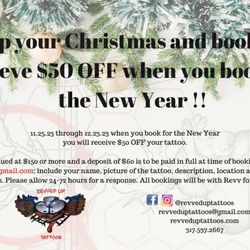 Revved Up Tattoos - @revveduptattoos Receive $50 off when you book for the New Year!