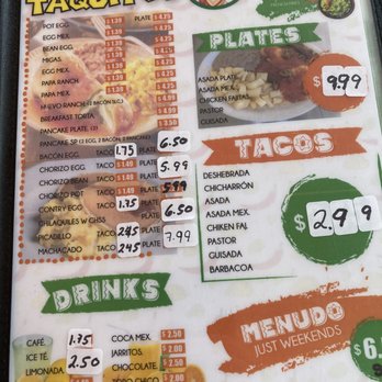 El Tío Taquitos - a menu for a mexican restaurant - Mexican Near Me - San Antonio, Texas