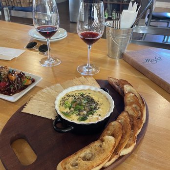 Salmon, baked Brie, wine tastings