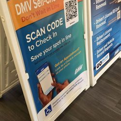 California Department of Motor Vehicles - Newhall - Signage with QR code for checking in