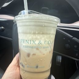 Salted maple iced latte with salted maple cold foam. Salted maple iced latte with salted maple cold foam.