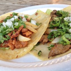Taqueria Mejia - Pastor on the left, bistek on the right.