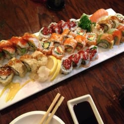 Sushiwa - Special order of deep fried California, spicy Salmon, Alaska doll and Rainbow :)) the best in town.