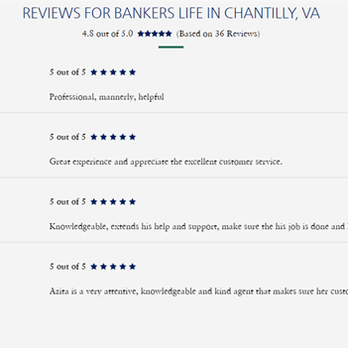 Bankers Life - Actual Reviews from Verified/Actual Clients from our website - Life Insurance Near Me - Chantilly, Virginia