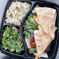 Al-Basha Market & Grill - Grill Plate (2 Skewers) - with Mojaddara (Lentil) and Tabboule.
