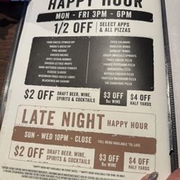 Happy hour menu Happy hour menu