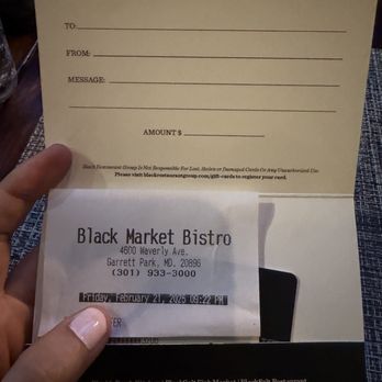 Black Market Bistro - Gift Card - New American Near Me - Garrett Park, Maryland Black Market Bistro - Gift Card - New American Near Me - Garrett Park, Maryland