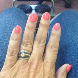 Uptown Nails - My nails. I had mani/pedi with full set of nails. I requested them to be on the short side.