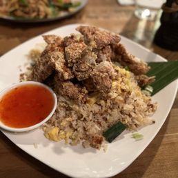 Garlic Fried Rice with Fried Chicken