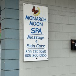 Monarch Moon Spa - Side of location contact information