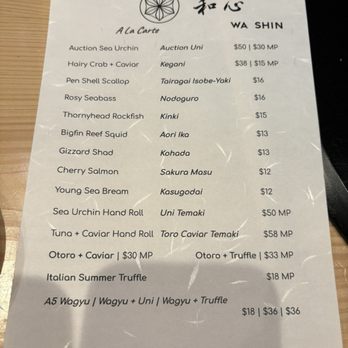 Wa Shin - A la carte menu - Japanese Near Me - Boston, Massachusetts Wa Shin - A la carte menu - Japanese Near Me - Boston, Massachusetts