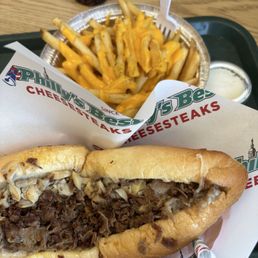 Mushroom Philly steak with cheese fries Mushroom Philly steak with cheese fries