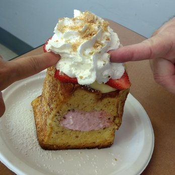 Button Up Cafe - stuffed strawberry cheesecake french toast..deeelicious! - Breakfast & Brunch Near Me - Pearl City, Hawaii
