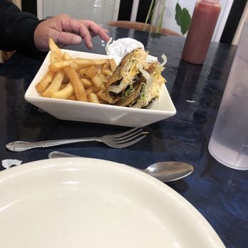 Mi Pueblo - Hamburger patties in a crispy taco shell. A little weird and lacking flavor. - Mexican Near Me - Winslow, Arizona