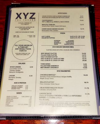 Menu photo 2 XYZ the Tavern Cleveland, OH