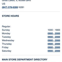Navy Exchange - Great Lakes info