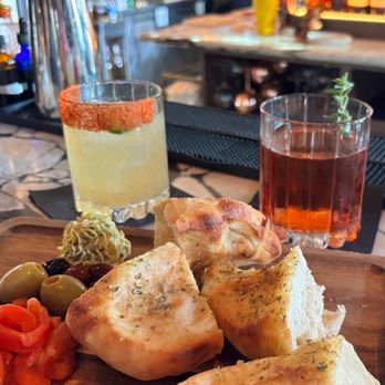 Okto - Frena Bread board, Spicy Margarita, and Que Fresa Cocktail - Bars Near Me - Houston, Texas