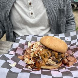 My husband's Sandwich which was loaded with 3 different meats