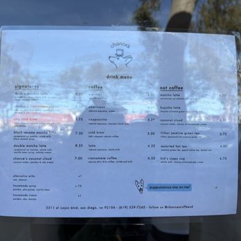 Chance’s Coffee - Menu - Coffee & Tea Near Me - San Diego, California Chance’s Coffee - Menu - Coffee & Tea Near Me - San Diego, California