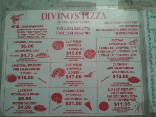 Menu photo 3 Divino's Pizzeria Dallas, TX