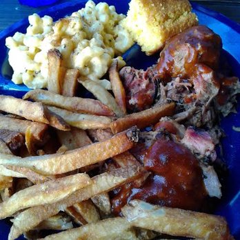 Dinosaur Bar-B-Que - Big Ass pork plate with fries and mac n cheese ($15.50) - Barbeque Near Me - Rochester, New York