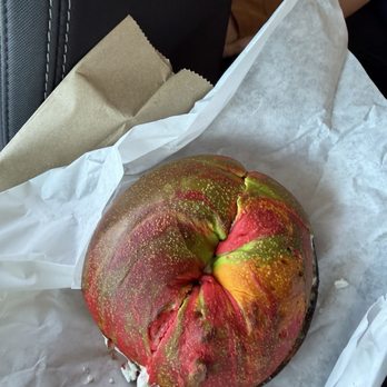 5th Ave Bagelry - Rainbow bagel with cream cheese - Bagels Near Me - Upland, California
