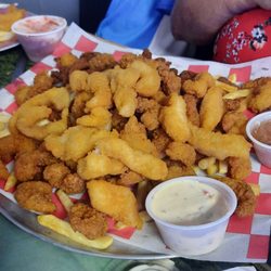 Burlington Boathouse - Seafood platter is huge.  I think it beats Red Lobster's hands down. $15 Are you kiddin'?