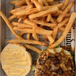 Double Cheeseburger with Caramelized Onions/Fries