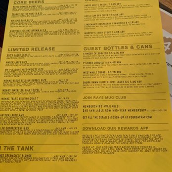Four Day Ray Brewing - Menu - Breweries Near Me - Fishers, Indiana Four Day Ray Brewing - Menu - Breweries Near Me - Fishers, Indiana