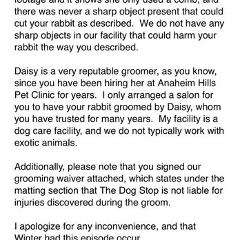 The Dog Stop - Tustin - Her response four months later - Pet Groomers Near Me - Tustin, California The Dog Stop - Tustin - Her response four months later - Pet Groomers Near Me - Tustin, California