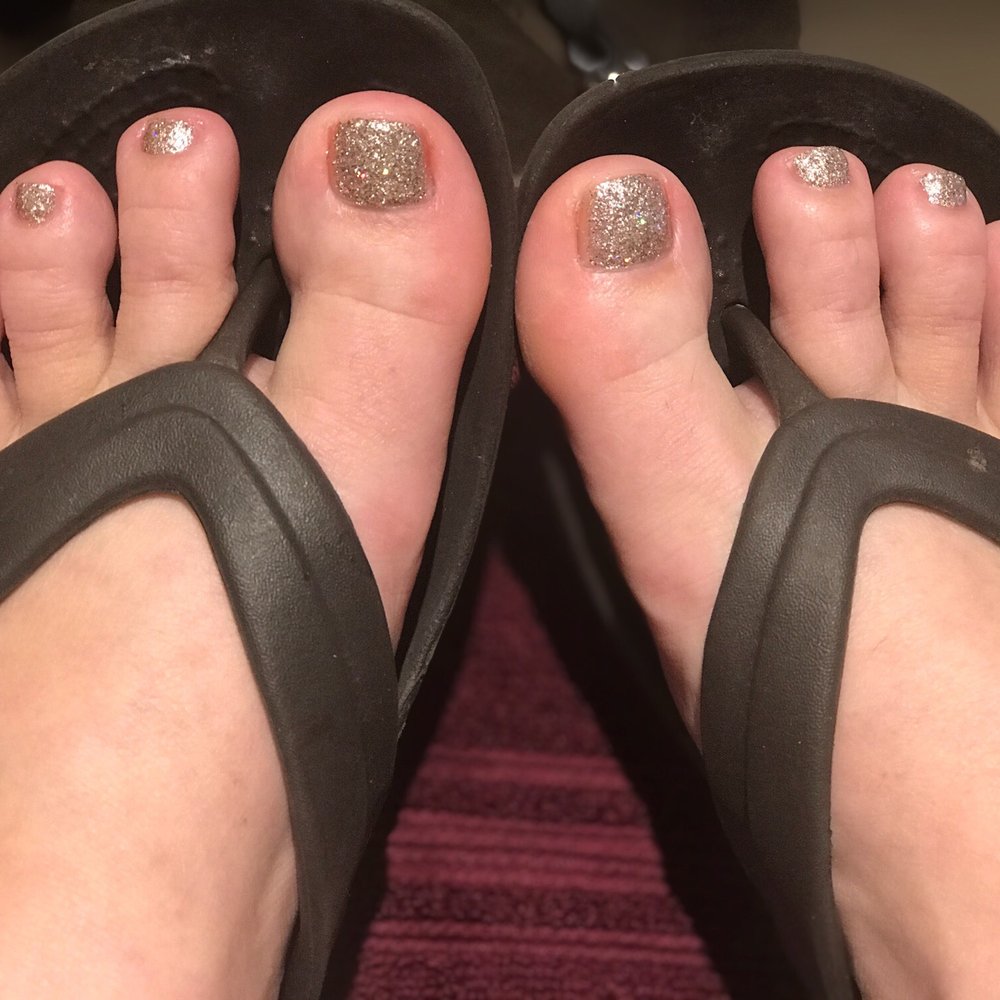 My formerly neglected toes are smooth, relaxed, and sparkly! My formerly neglected toes are smooth, relaxed, and sparkly!