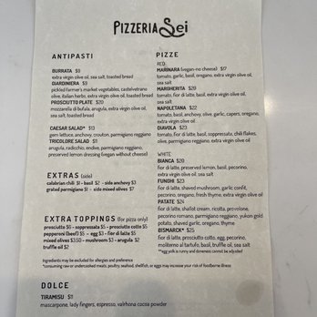 Sei Pizza Bar - Menu - Pizza Near Me - Los Angeles, California