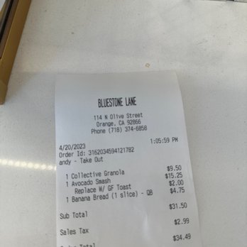 Bluestone Lane - Ordered all of this - Coffee & Tea Near Me - Orange, California