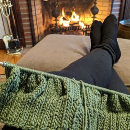 Knitting in front of the fire - doesn't get much better on a cold February day!