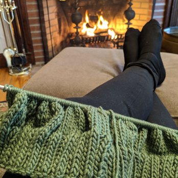The Inn at the Oaks - Knitting in front of the fire - doesn't get much better on a cold February day! - Bed & Breakfast Near Me - Eastham, Massachusetts