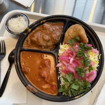 Sizzling Indian Kitchen - PLATE with naan, rice pudding, butter chicken, samosa, and lamb tikka masala - Indian Near Me - Happy Valley, Oregon Sizzling Indian Kitchen - PLATE with naan, rice pudding, butter chicken, samosa, and lamb tikka masala - Indian Near Me - Happy Valley, Oregon