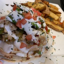 38 West Pub & Grille - Chicken tostada with truffle fries