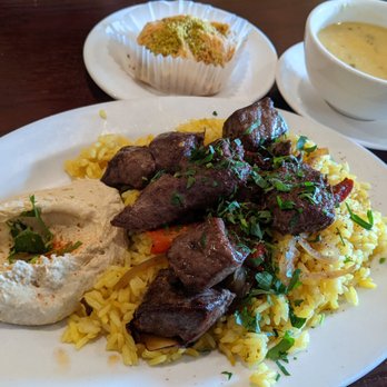 Garlic Crush - Grilled Lamb plate + Lentil soup + baklava - Mediterranean Near Me - Bellevue, Washington