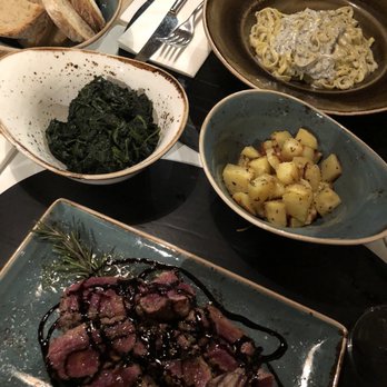 Trattoria Giovanni - Black truffle pasta, spinach, roasted potatoes, tagliata all'Aceto balsamico - Tuscan Near Me - Florence, FI Trattoria Giovanni - Black truffle pasta, spinach, roasted potatoes, tagliata all'Aceto balsamico - Tuscan Near Me - Florence, FI