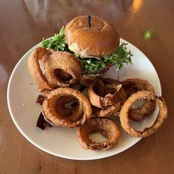 Hooligans Bar And Bistro - Burger & Onion Rings
