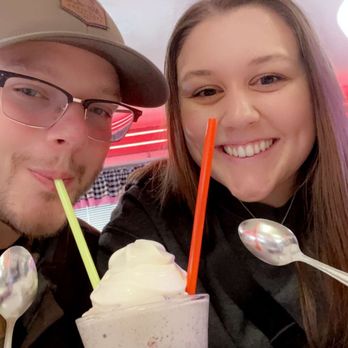 Hi-Way 101 Diner - Two lovebirds sharing a strawberry Oreo shake - Diners Near Me - Sequim, Washington