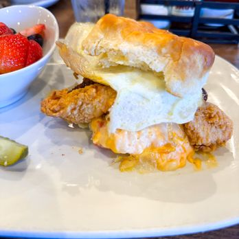 Another Broken Egg Cafe - Broken Egg biscuit sandwich ($13.79) - American Near Me - Austin, Texas