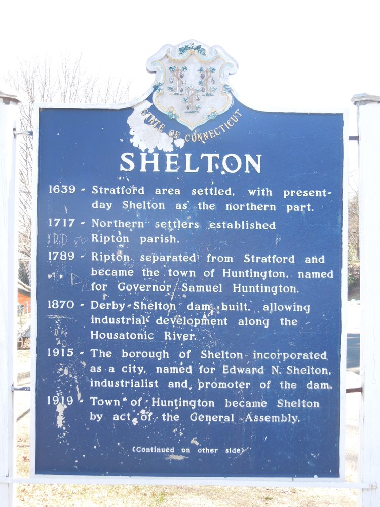 SHELTON HISTORICAL MARKER Updated July 2024 70 Ripton Rd, Shelton