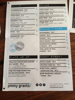 Menu photo 2 Jimmy Grants Melbourne, VIC