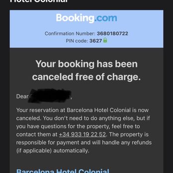 Colonial - Booking cancellation - Hotels Near Me - Barcelona, B