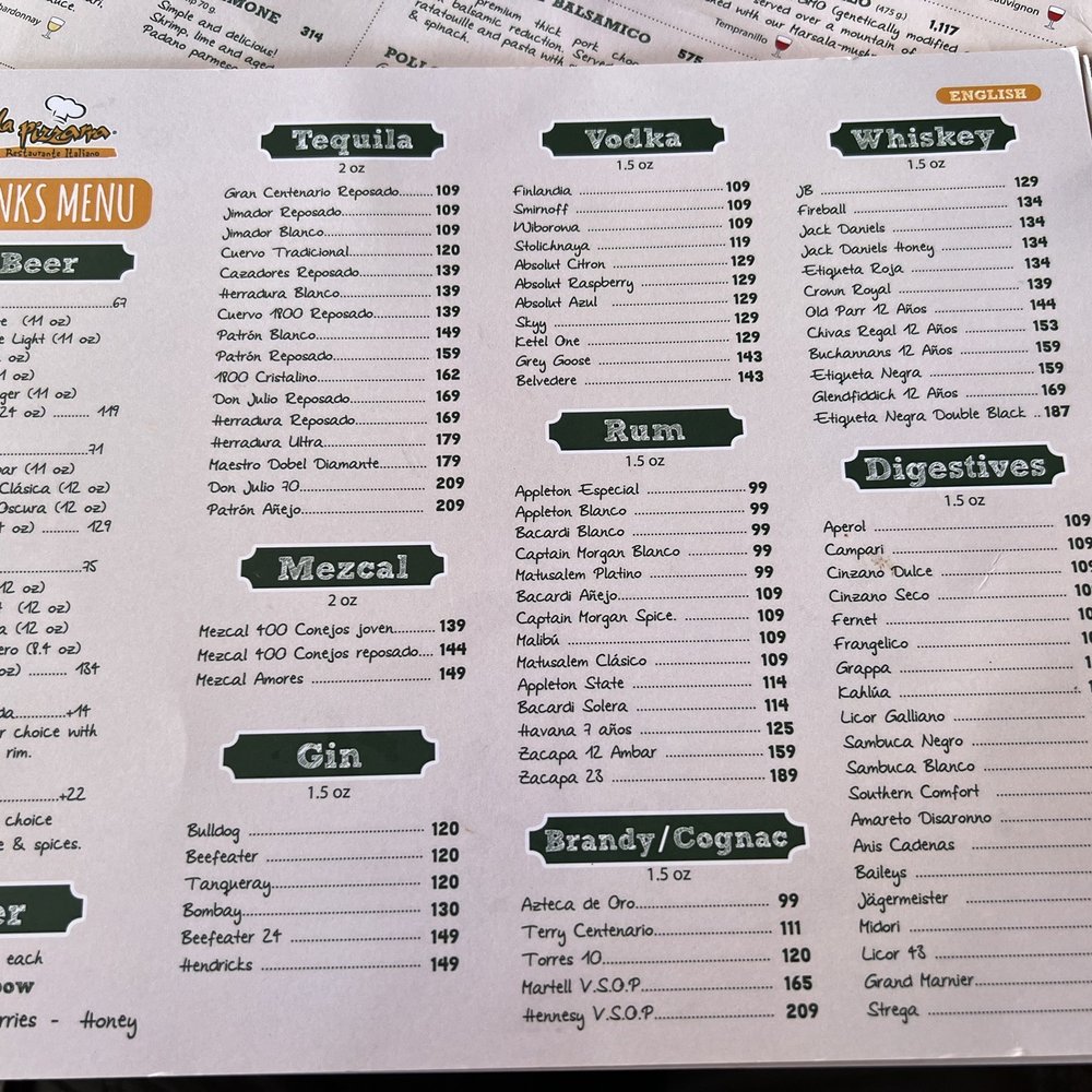 La Pizzarra - La Pizzarra - drinks menu - Pizza Near Me - Cancún, ROO