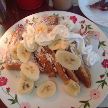 Peach's - Coconut French Toast with Bananas & Whipped Cream! - Breakfast & Brunch Near Me - North Conway, New Hampshire
