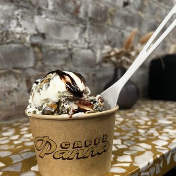 Caffè Panna - Maple pumpkin seed with chocolate fudge - Ice Cream & Frozen Yogurt Near Me - Brooklyn, New York Caffè Panna - Maple pumpkin seed with chocolate fudge - Ice Cream & Frozen Yogurt Near Me - Brooklyn, New York