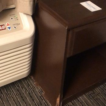 Quality Inn & Suites - The bottom of the nightstand was pretty crazy the whole thing leans to one side and seems about to fall apart - Hotels Near Me - Mobile, Alabama